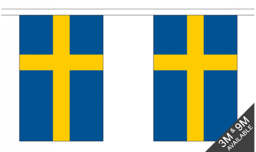 Svenska flaggband, 10 flaggor - 3m